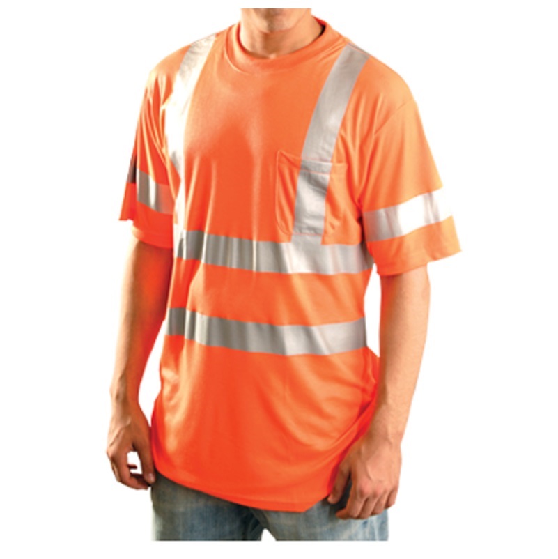Premium Short-Sleeve Dual Stripe T-Shirt w/Pocket in Orange